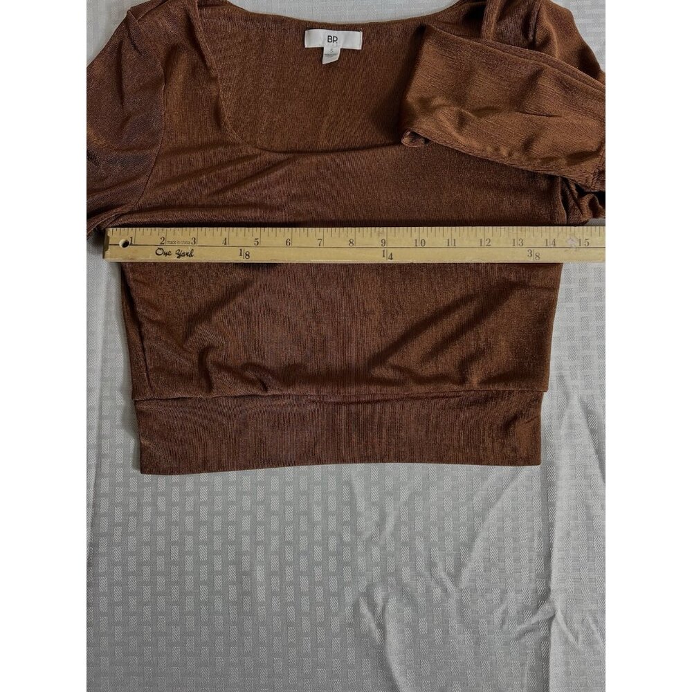BP. Long Sleeve Crop Top Copper Brown Shimmer Women’s Size Small - Picture 5 of 10